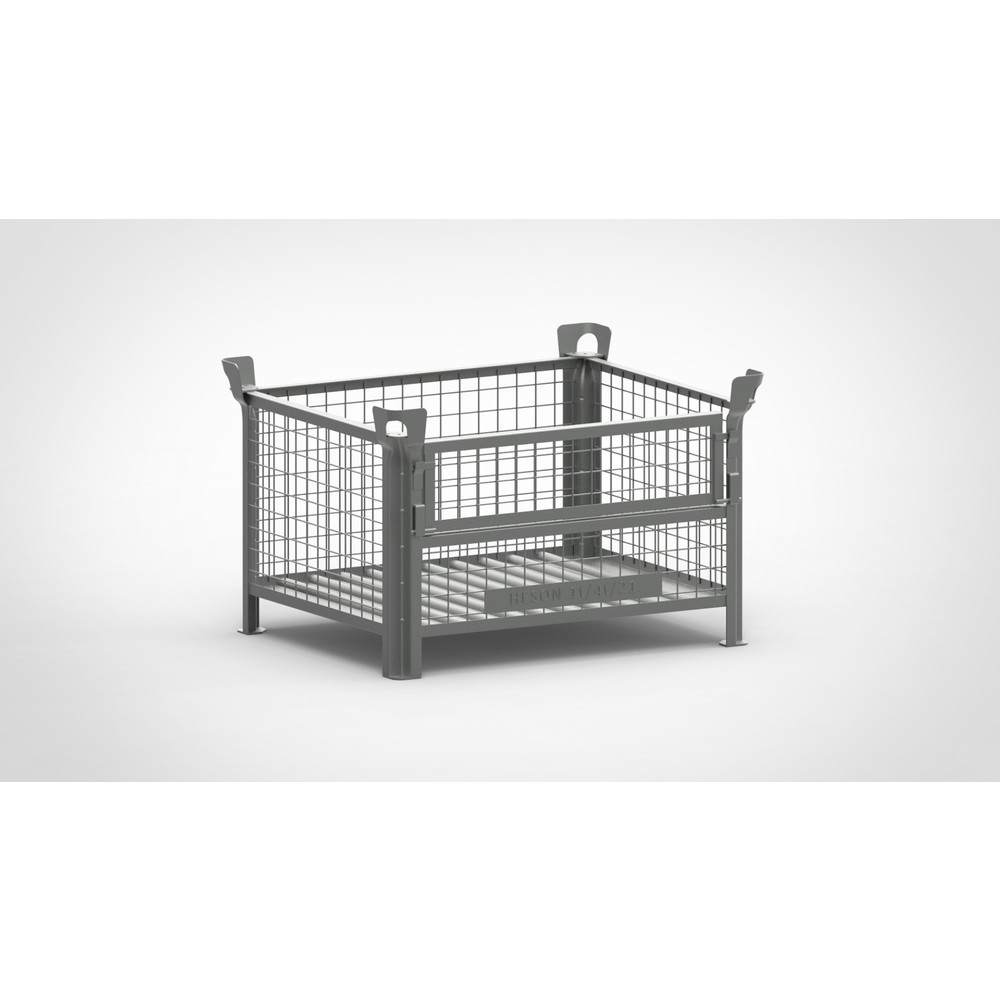 Product afbeelding: Roosterbox HESON®, met ½ roosterklep, gelakt, hxbxd 600 x 1.000 x 800 mm, muisgrijs