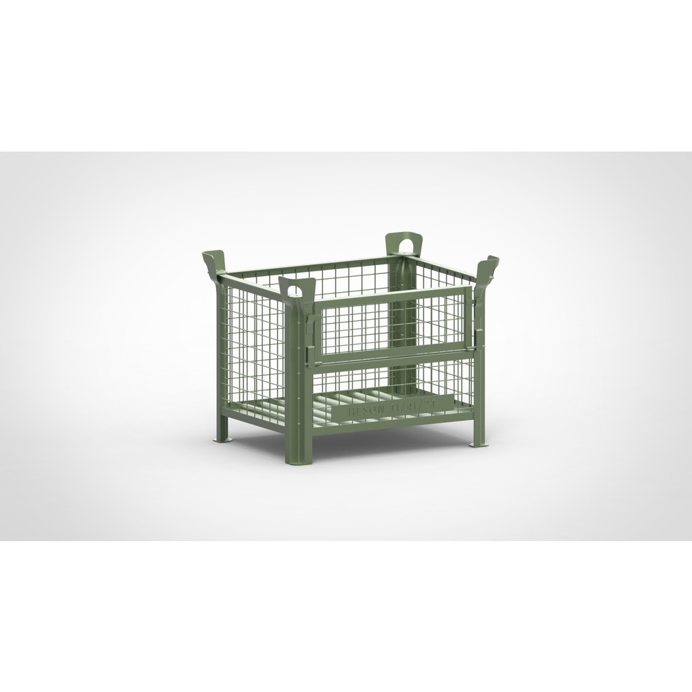 Product afbeelding: Roosterbox HESON®, met ½ roosterklep, gelakt, hxbxd 600 x 800 x 600 mm, resedagroen