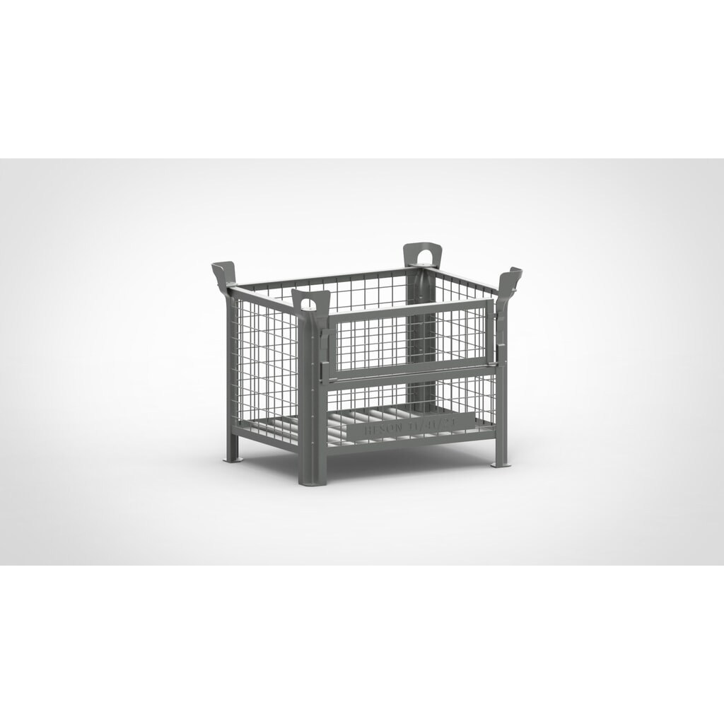 Industriële gitterbox HESON®, met ½ roosterklep, gelakt, hxbxd 600 x 800 x 600 mm, muisgrijs Product afbeelding: Industriële gitterbox HESON®, met ½ roosterklep, gelakt, hxbxd 600 x 800 x 600 mm, muisgrijs