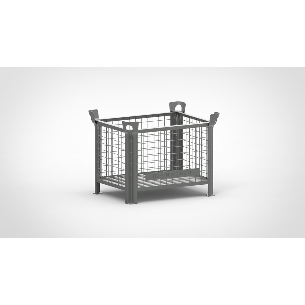 Product afbeelding: Industriële gitterbox HESON®, vaste wanden, gelakt, hxbxd 600 x 800 x 600 mm, muisgrijs