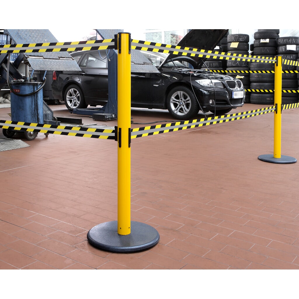 Productafbeelding nr. 3: RS-GUIDESYSTEMS® afzetpaal met dubbel lint GLA 95-E REFLECTO, lengte 3,5 m, breedte 50 mm, paal geel, lint zwart/geel