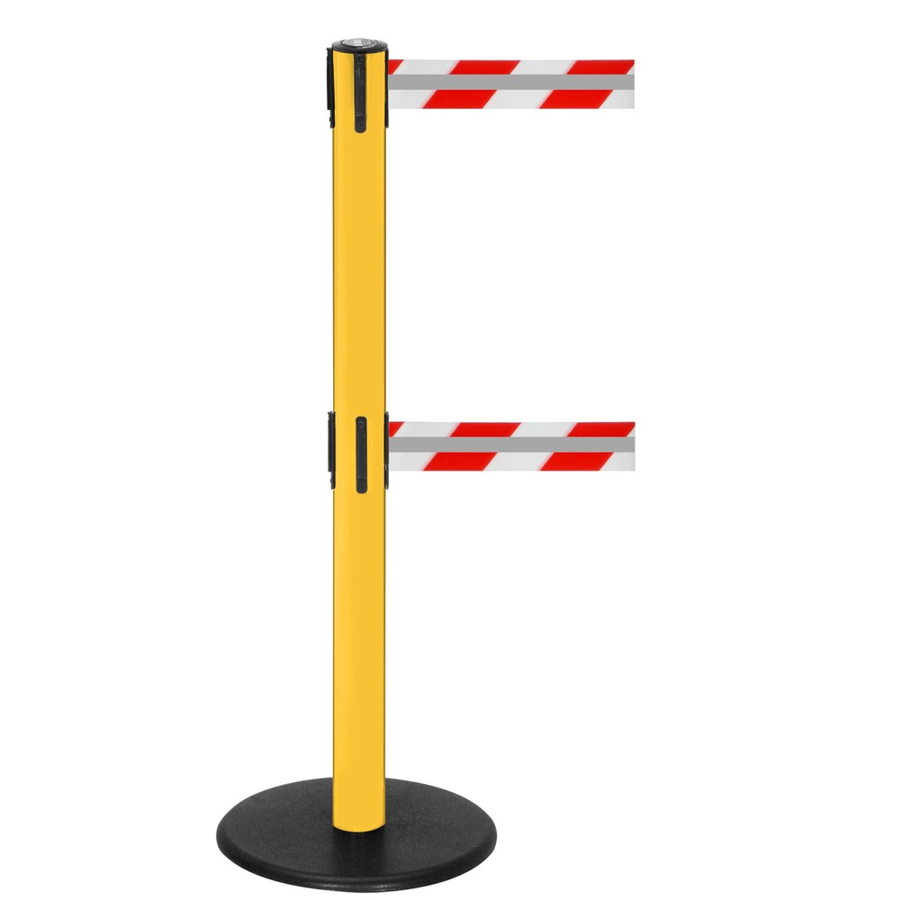 Productafbeelding nr. 1: RS-GUIDESYSTEMS® afzetpaal met dubbel lint GLA 95-E REFLECTO, lengte 3,5 m, breedte 50 mm, paal geel, lint rood/wit