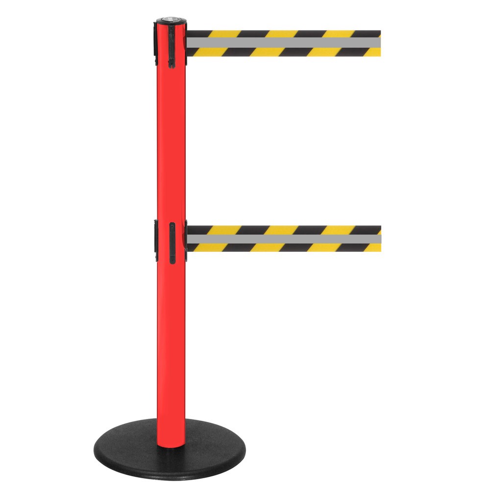 Product afbeelding: RS-GUIDESYSTEMS® afzetpaal met dubbel lint GLA 95-D REFLECTO, lengte 3,5 m, breedte 50 mm, paal rood, lint zwart/geel