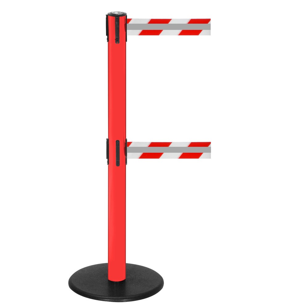 Productafbeelding nr. 1: RS-GUIDESYSTEMS® afzetpaal met dubbel lint GLA 95-D REFLECTO, lengte 2,3 m, breedte 50 mm, paal rood, lint rood/wit