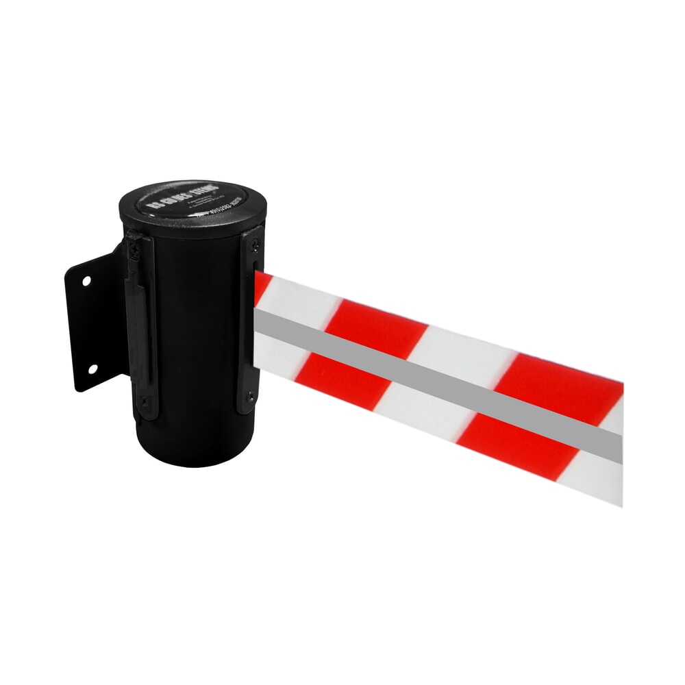 Productafbeelding nr. 1: RS-GUIDESYSTEMS® bandcassette GLW 25-J REFLECTO, wandmontage, lengte 4 m, breedte 50 mm, behuizing zwart, lint rood/wit