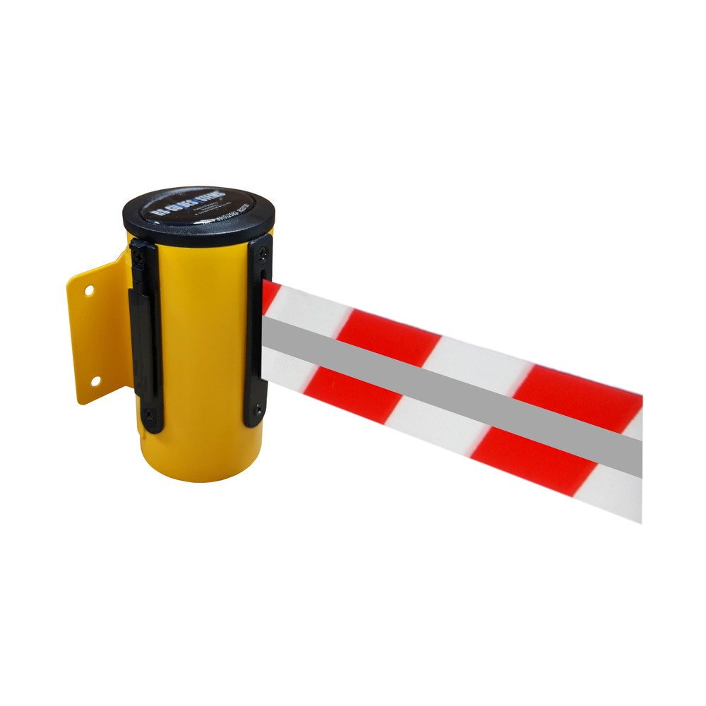 Productafbeelding nr. 1: RS-GUIDESYSTEMS® bandcassette GLW 45-E REFLECTO, wandmontage, lengte 2,3 m, breedte 50 mm, behuizing geel, lint rood/wit