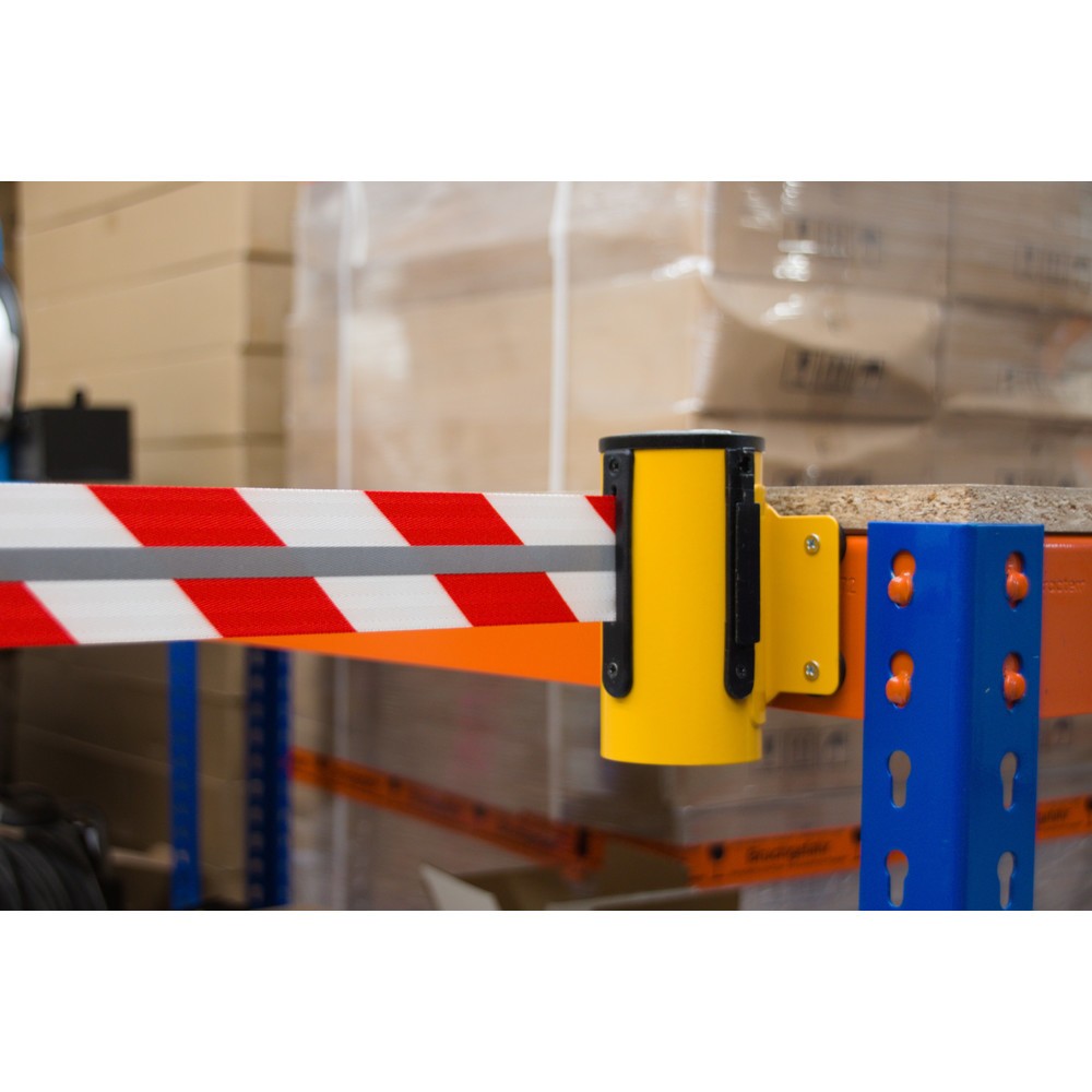 Productafbeelding nr. 3: RS-GUIDESYSTEMS® bandcassette GLW 45-E REFLECTO, wandmontage, lengte 2,3 m, breedte 50 mm, behuizing geel, lint rood/wit