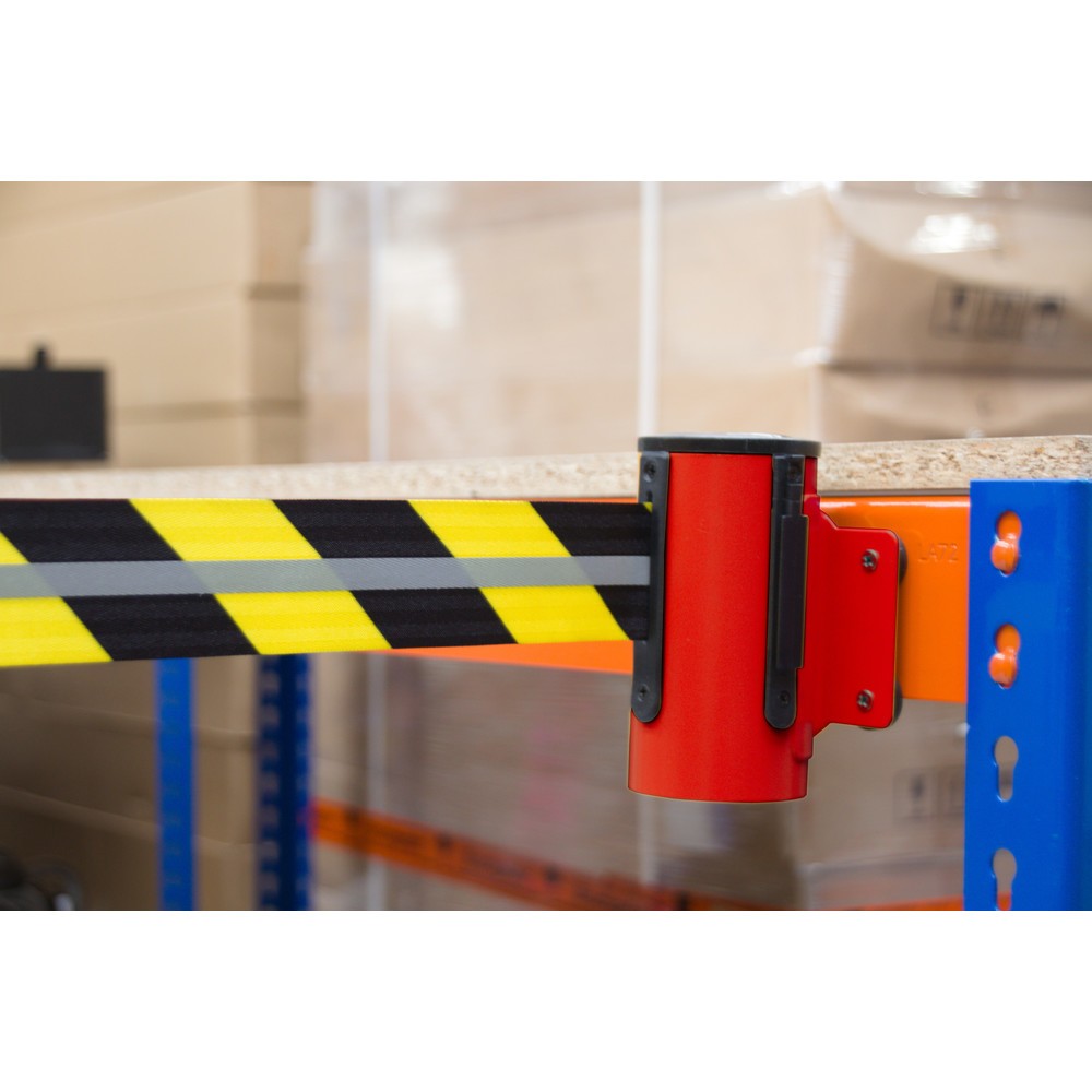 Productafbeelding nr. 3: RS-GUIDESYSTEMS® bandcassette GLW 25-D REFLECTO, wandmontage, lengte 4 m, breedte 50 mm, behuizing rood, lint zwart/geel