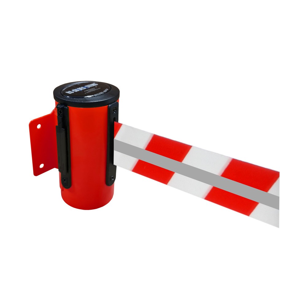 Productafbeelding nr. 1: RS-GUIDESYSTEMS® bandcassette GLW 45-D REFLECTO, wandmontage, lengte 2,3 m, breedte 50 mm, behuizing rood, lint rood/wit