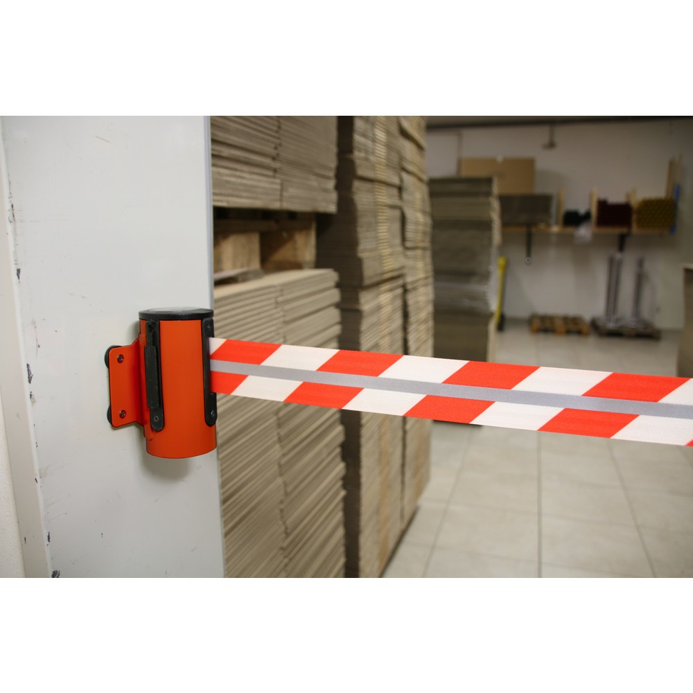 Productafbeelding nr. 3: RS-GUIDESYSTEMS® bandcassette GLW 45-D REFLECTO, wandmontage, lengte 2,3 m, breedte 50 mm, behuizing rood, lint rood/wit