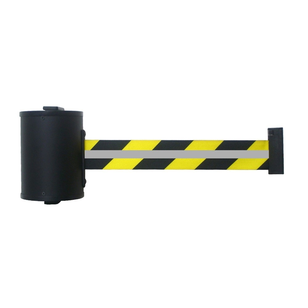Product afbeelding: RS-GUIDESYSTEMS® bandcassette GLW 700 REFLECTO, wandmontage, lengte 7 m, breedte 50 mm, behuizing zwart, lint zwart/geel