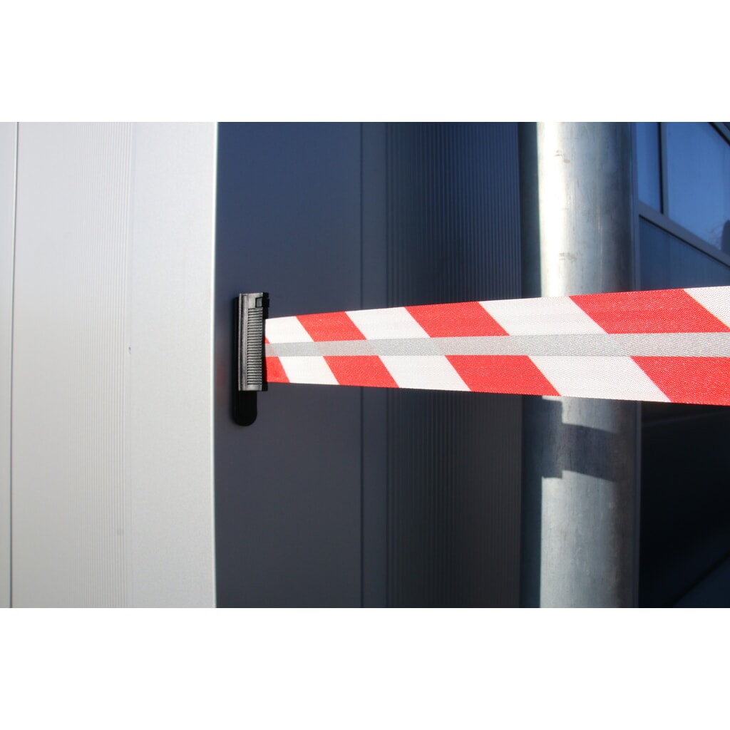 RS-GUIDESYSTEMS® bandcassette GLW 1800 REFLECTO, wandmontage, lengte 18 m, breedte 50 mm, behuizing zwart, lint rood/wit Productafbeelding nr. 2: RS-GUIDESYSTEMS® bandcassette GLW 1800 REFLECTO, wandmontage, lengte 18 m, breedte 50 mm, behuizing zwart, lint rood/wit