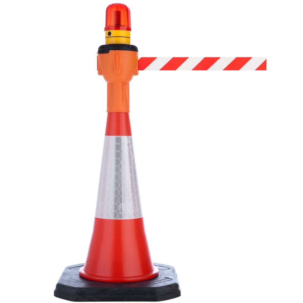 RS-GUIDESYSTEMS® verkeerskegelopzetstuk SK 900, lengte 9 m, behuizing oranje, lint rood/wit Productafbeelding nr. 2: RS-GUIDESYSTEMS® verkeerskegelopzetstuk SK 900, lengte 9 m, behuizing oranje, lint rood/wit
