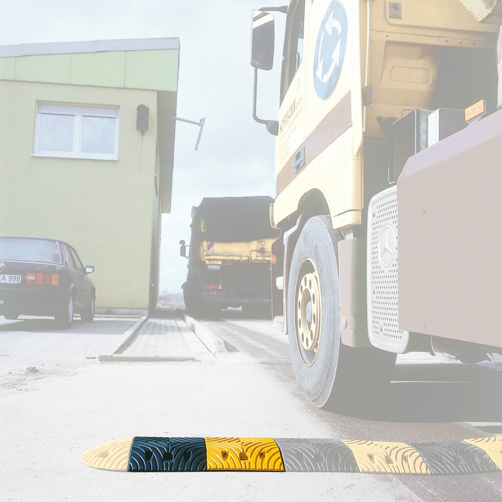 Verkeersdrempel van rubber, < 20 km/u, basiselement, geel Product afbeelding: Verkeersdrempel van rubber, < 20 km/u, basiselement, geel