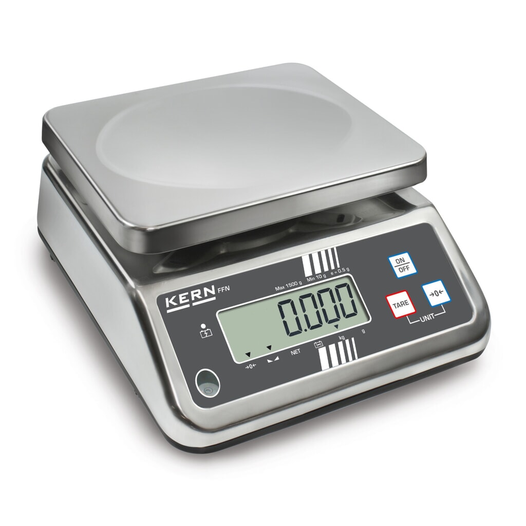 Product afbeelding: Rvs tafelweegschaal KERN FFN 3K0.5IPN, beschermingsklasse IP 65, weegvermogen max. 3 kg