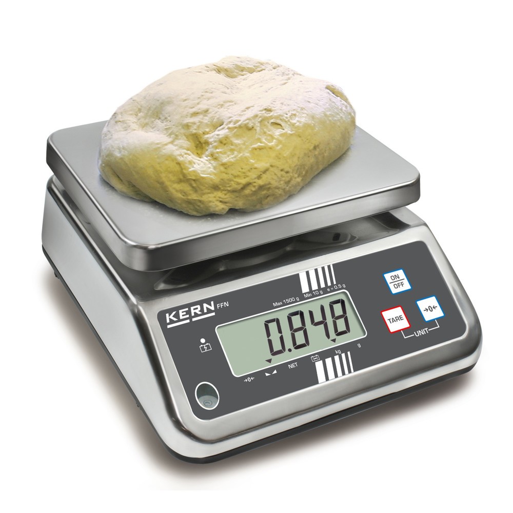 Productafbeelding nr. 3: Rvs tafelweegschaal KERN FFN 3K1IPM, beschermingsklasse IP 65, weegvermogen max. 3 kg