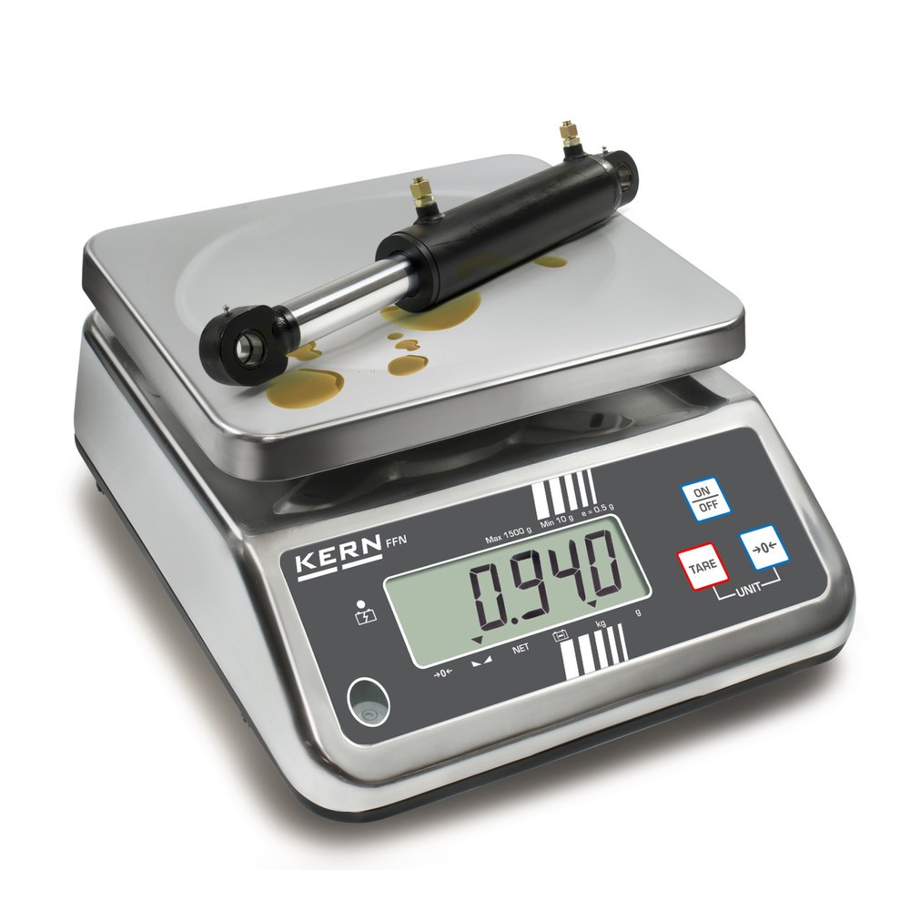 Productafbeelding nr. 4: Rvs tafelweegschaal KERN FFN 3K1IPM, beschermingsklasse IP 65, weegvermogen max. 3 kg