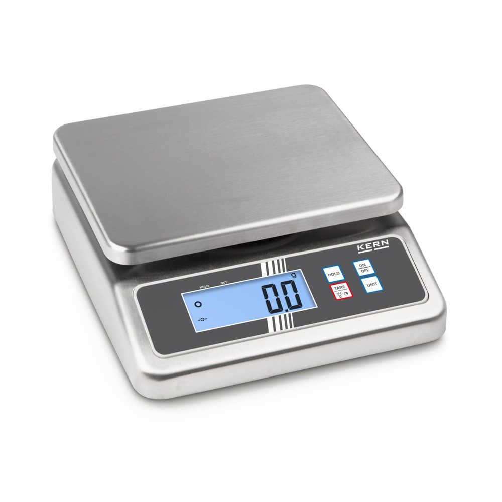 Product afbeelding: Rvs tafelweegschaal KERN FOB 10K-3NL, beschermingsklasse IP 67, weegbereik max. 8/15 kg