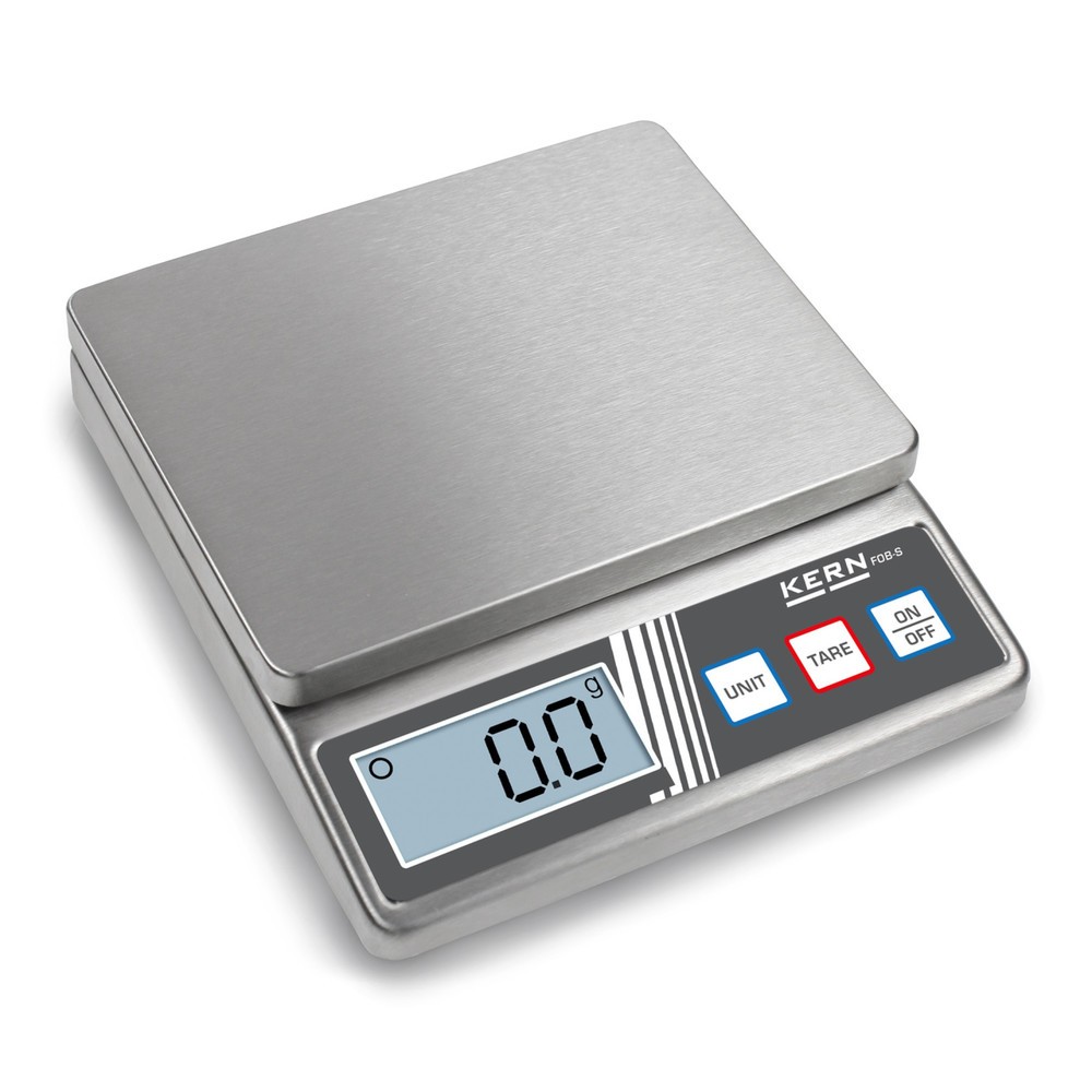 Product afbeelding: Rvs tafelweegschaal KERN FOB 500-1S, weegbereik max. 0,5 kg