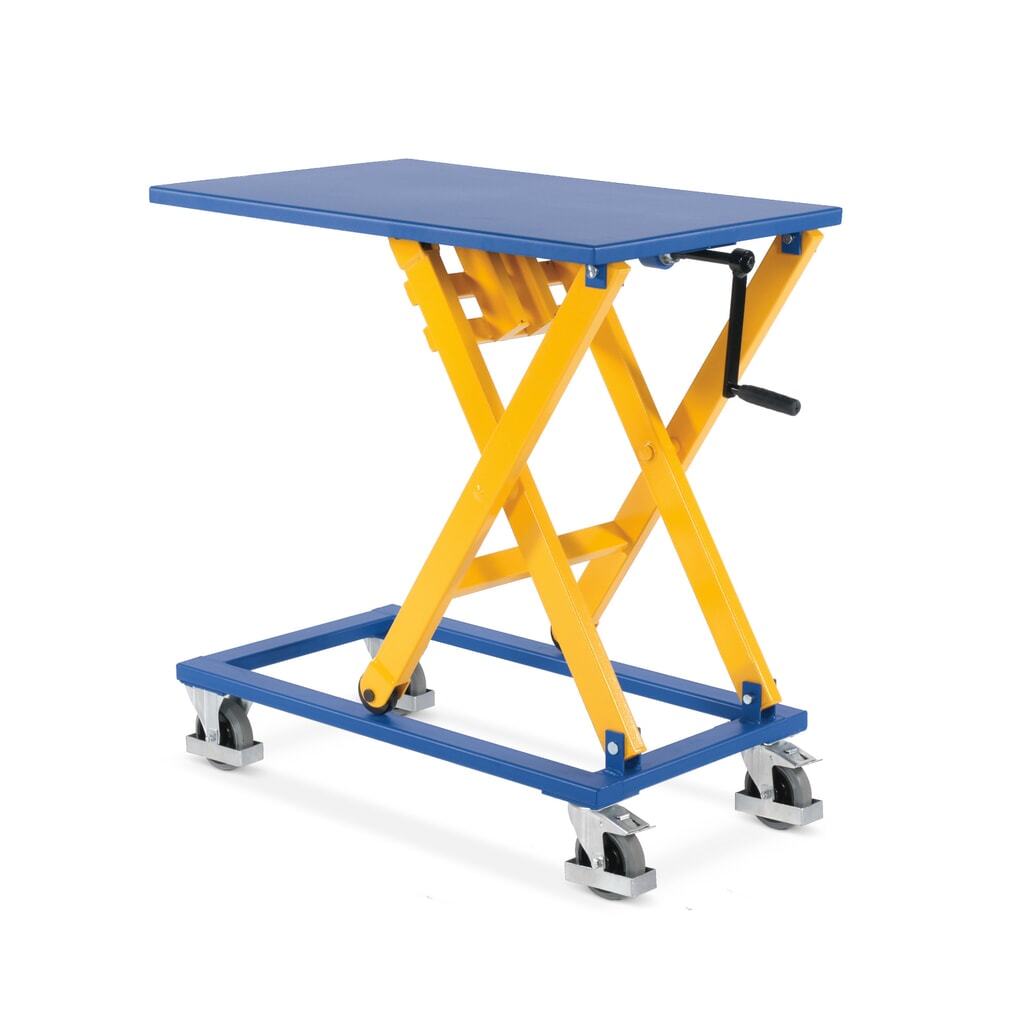 Schaarheftafel met spindel, capaciteit 300 kg, platform van 950 x 600 mm Product afbeelding: Schaarheftafel met spindel, capaciteit 300 kg, platform van 950 x 600 mm