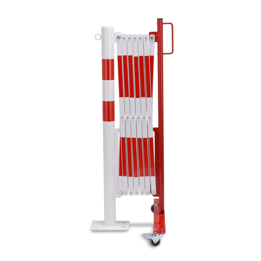 Schaarhek met afzetpaal, Ø 60 mm, breedte 3.600 mm, rood/wit Product afbeelding: Schaarhek met afzetpaal, Ø 60 mm, breedte 3.600 mm, rood/wit