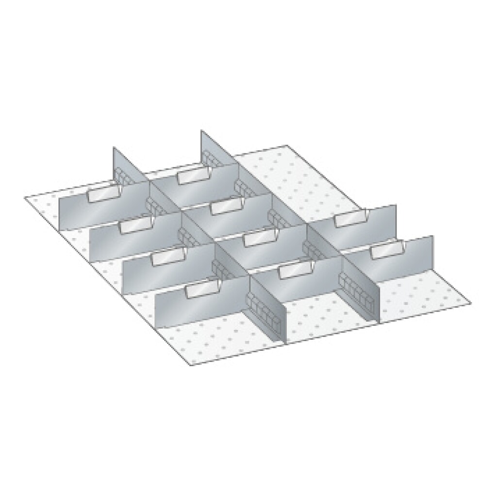 Product afbeelding: Scheidings- en inhaakwanden voor LISTA-kasten, 2 sleufwanden, 10 scheidingspanelen, voor fronthoogte 100 mm