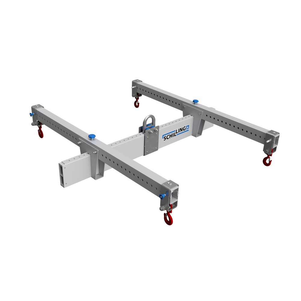 Productafbeelding nr. 1: SCHILLING aluminium lasttraverse in H-vorm, met 4 veiligheidshaken, hoofdbalk 2 m, dwarsbalk 2 m, draagvermogen 1.500 kg