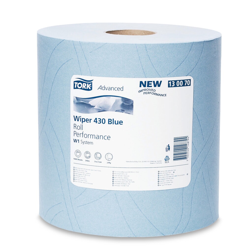 Poetsdoekjes TORK® Extra Stark, EU Ecolabel, hxb 340 x 370 mm, 1 rollen, blauw Product afbeelding: Poetsdoekjes TORK® Extra Stark, EU Ecolabel, hxb 340 x 370 mm, 1 rollen, blauw