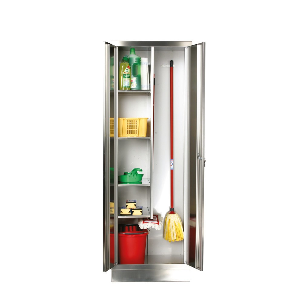 Product afbeelding: Schoonmaakkast van roestvrij staal, hxbxd 1.800 x 600 x 500 mm, met sokkel