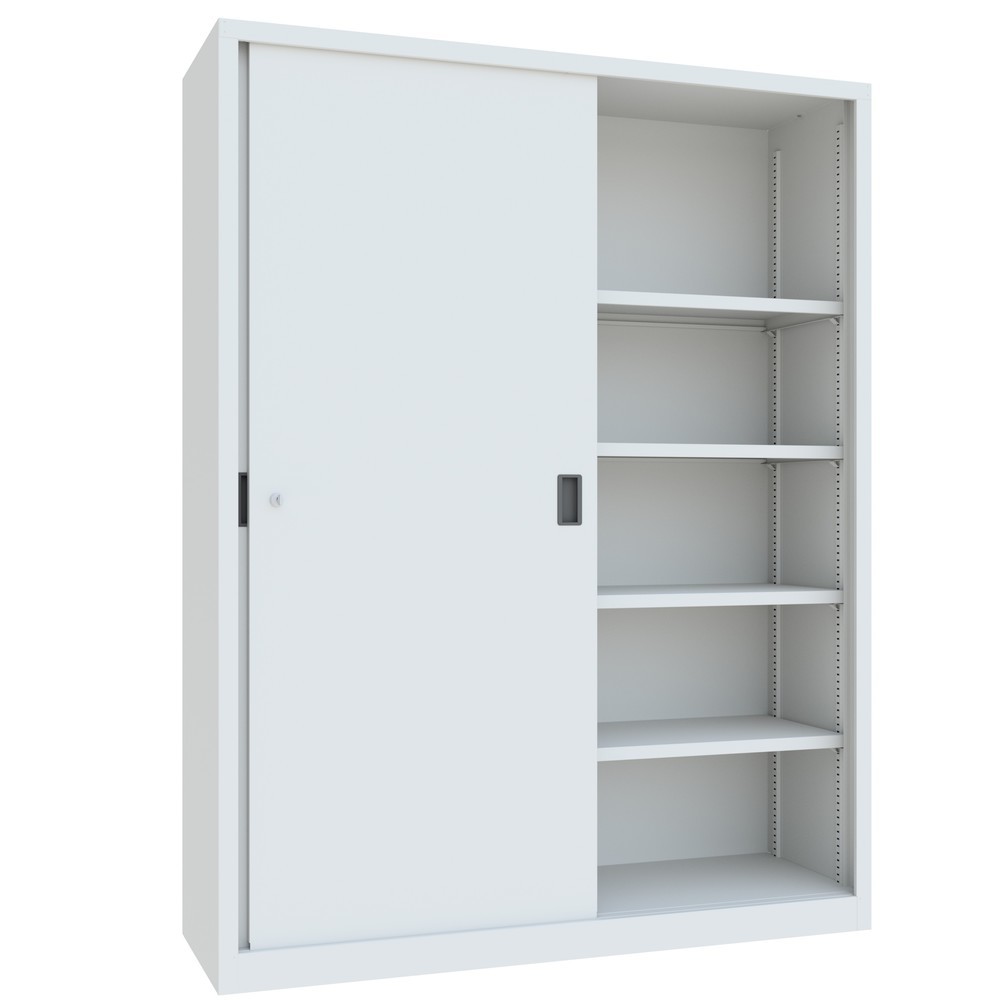 Productafbeelding nr. 3: Schuifdeurenkast PAVOY met 8 legborden + scheidingswand, hxbxd 1.950 x 1.500 x 500 mm, lichtgrijs, lichtgrijs