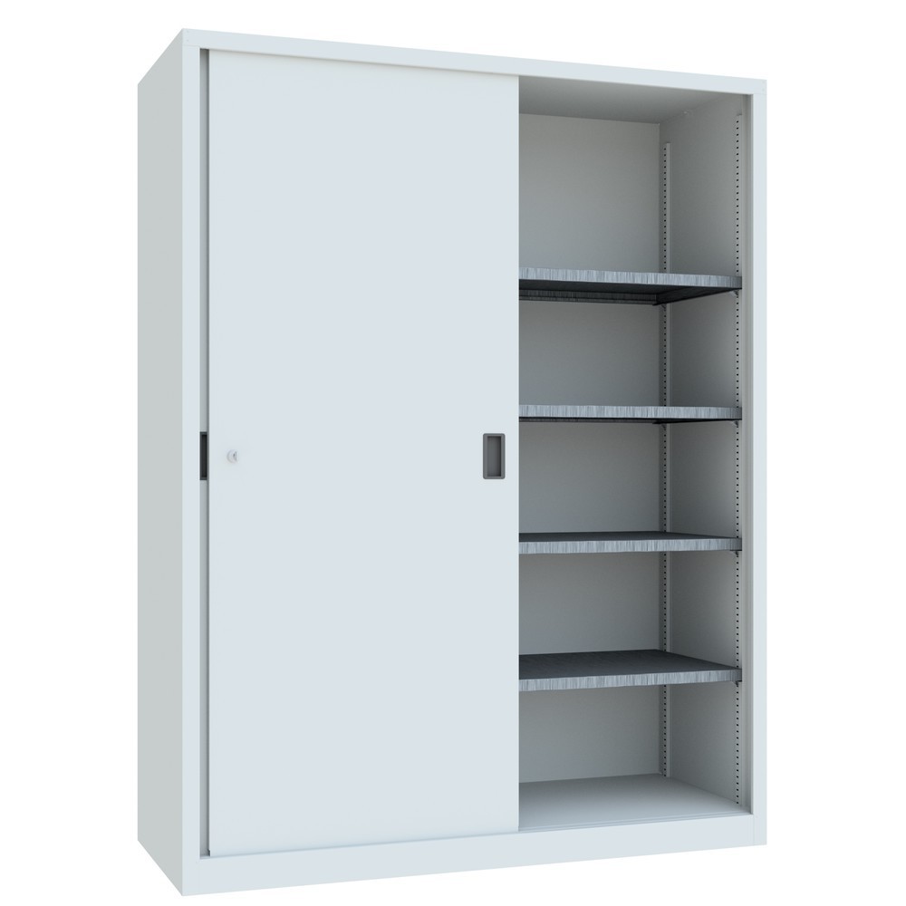 Productafbeelding nr. 3: Schuifdeurenkast PAVOY met 8 legborden + scheidingswand, hxbxd 1.950 x 1.500 x 600 mm, lichtgrijs, lichtgrijs