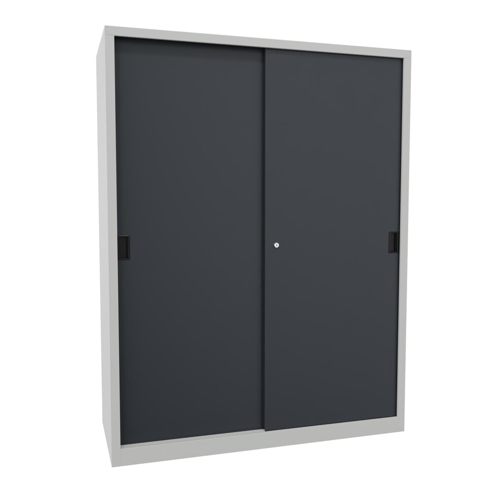 Productafbeelding nr. 1: Schuifdeurenkast PAVOY met 8 legborden + scheidingswand, hxbxd 1.950 x 1.500 x 600 mm, antracietgrijs, lichtgrijs