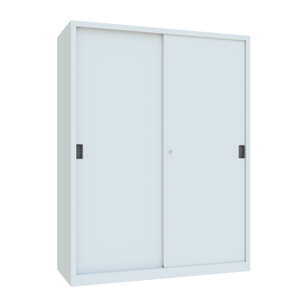Productafbeelding nr. 1: Schuifdeurenkast PAVOY met 8 legborden + scheidingswand, hxbxd 1.950 x 1.500 x 600 mm, lichtgrijs, lichtgrijs
