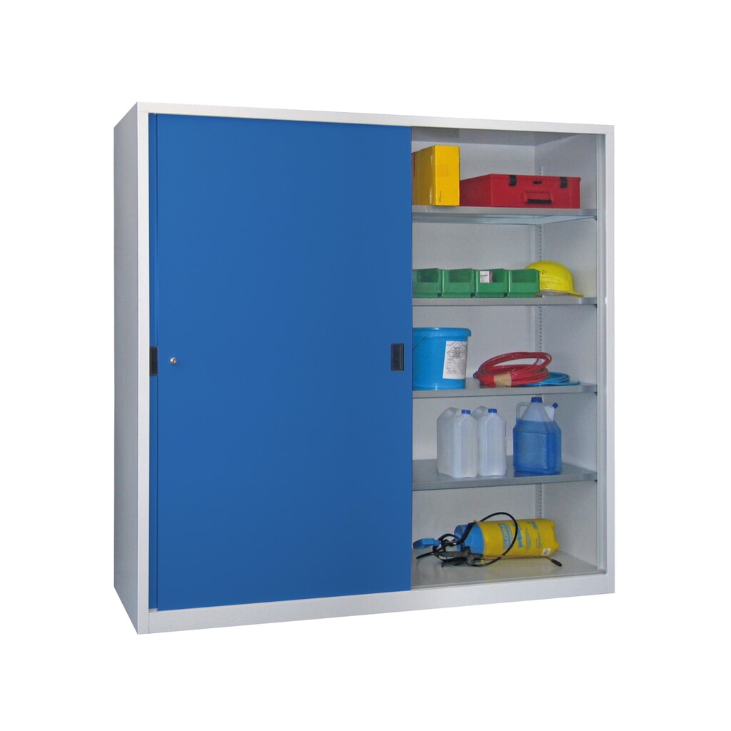 Productafbeelding nr. 1: Schuifdeurenkast PAVOY met 4 legborden, hxbxd 1.950 x 1.000 x 400 mm, zuiver wit, zuiver wit