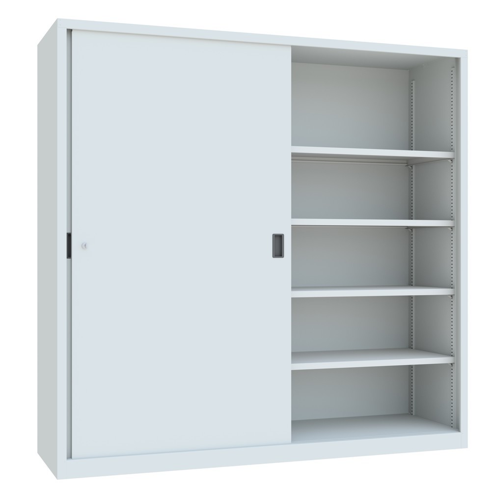 Productafbeelding nr. 3: Schuifdeurenkast PAVOY met 8 legborden + scheidingswand, hxbxd 1.950 x 2.000 x 600 mm, lichtgrijs, lichtgrijs