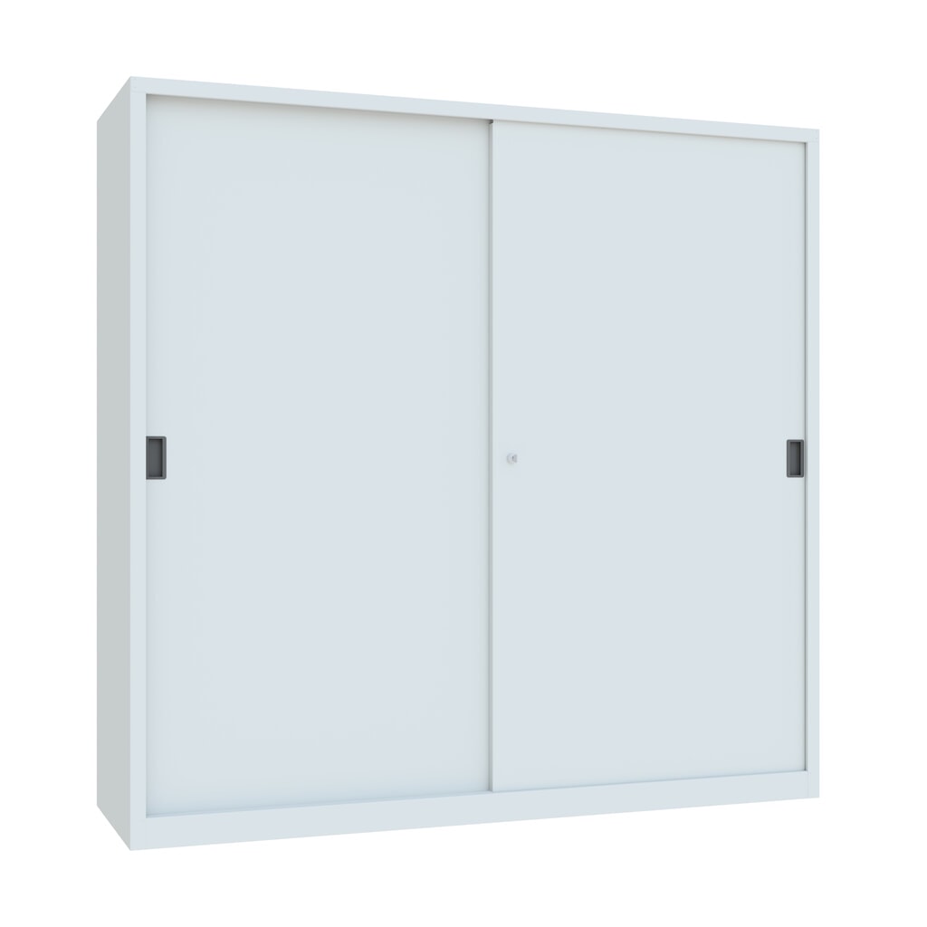 Productafbeelding nr. 1: Schuifdeurenkast PAVOY met 8 legborden + scheidingswand, hxbxd 1.950 x 2.000 x 600 mm, lichtgrijs, lichtgrijs