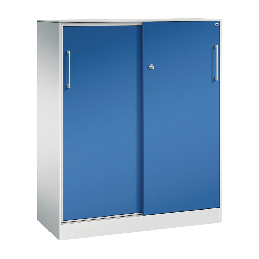 Product afbeelding: Schuifdeurkast C+P Asisto, 3 OH, breedte 1.000 mm, lichtgrijs, gentiaanblauw