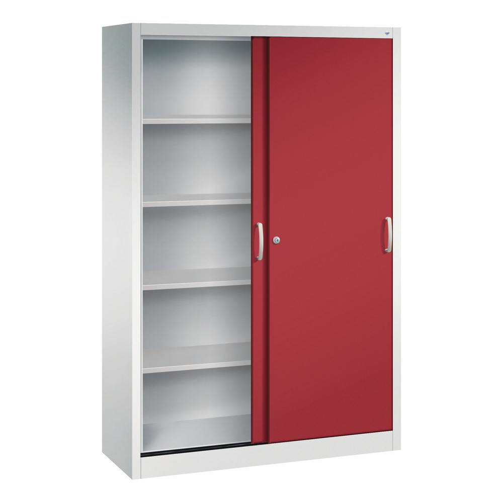 Productafbeelding nr. 2: Schuifdeurkast, hxbxd 1.950 x 1.200 x 400 mm, lichtgrijs, robijnrood