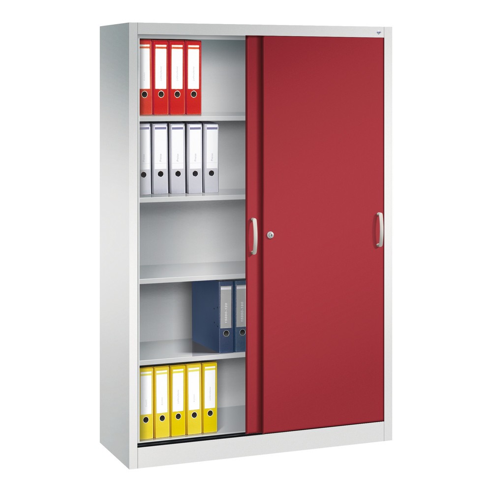 Productafbeelding nr. 3: Schuifdeurkast, hxbxd 1.950 x 1.200 x 400 mm, lichtgrijs, robijnrood