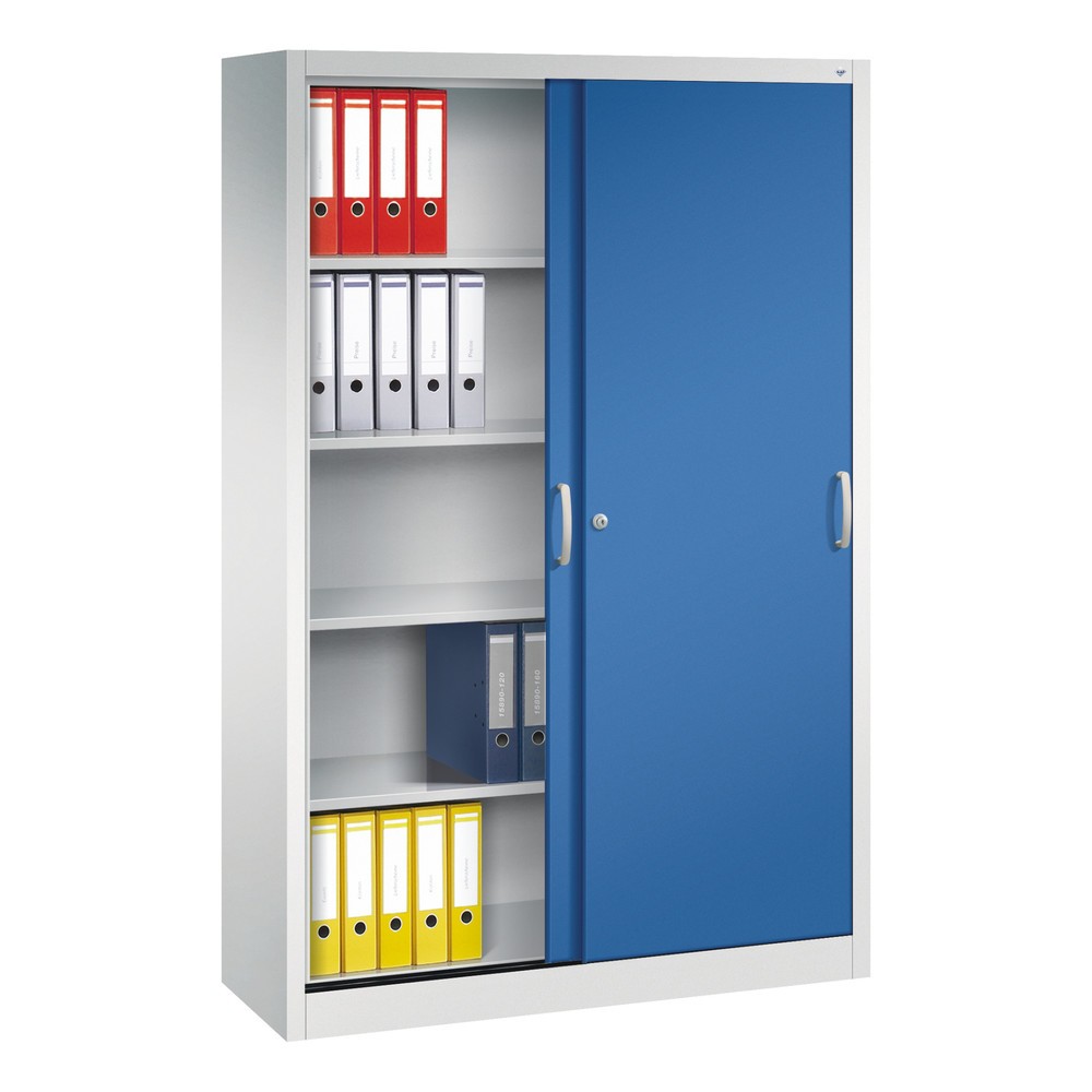 Productafbeelding nr. 5: Schuifdeurkast, hxbxd 1.950 x 1.200 x 400 mm, lichtgrijs, gentiaanblauw