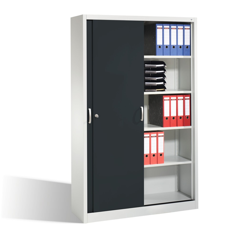 Productafbeelding nr. 5: Schuifdeurkast, hxbxd 1.950 x 1.200 x 400 mm, lichtgrijs, zwartgrijs