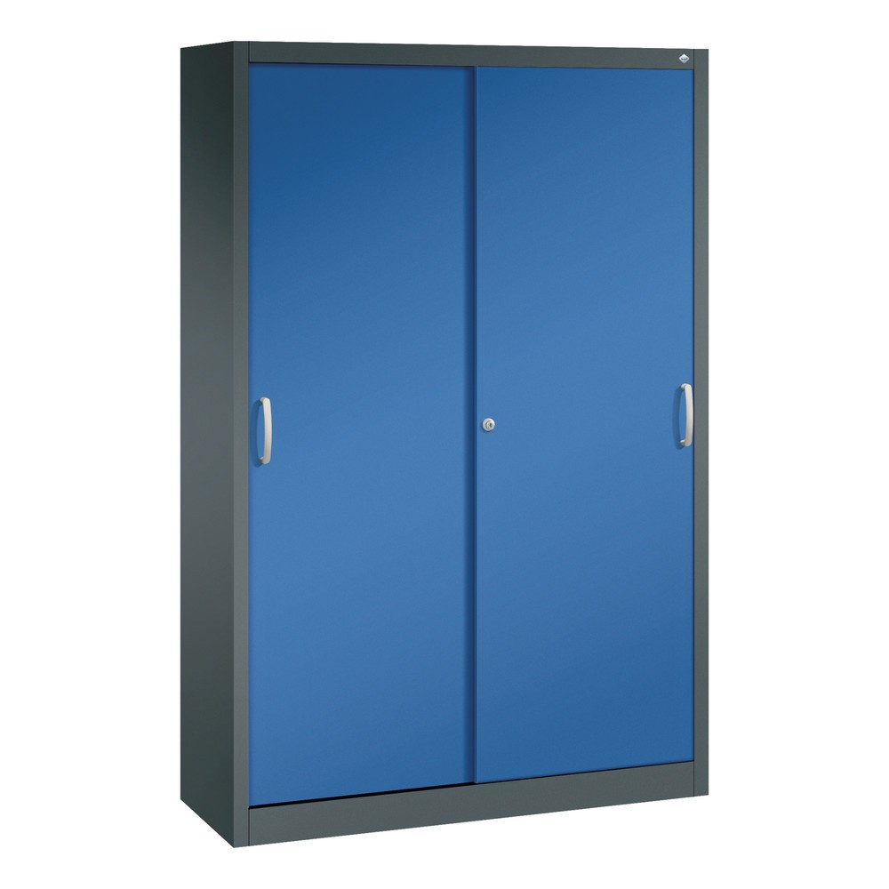 Product afbeelding: Schuifdeurkast, hxbxd 1.950 x 1.200 x 400 mm, antracietgrijs, gentiaanblauw