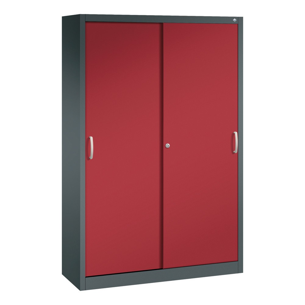 Product afbeelding: Schuifdeurkast, hxbxd 1.950 x 1.200 x 400 mm, antracietgrijs, robijnrood