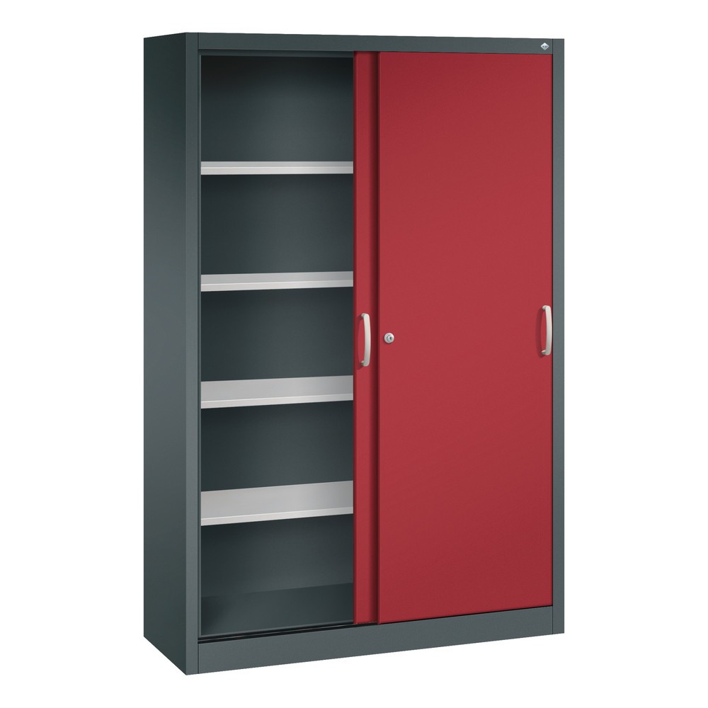 Productafbeelding nr. 4: Schuifdeurkast, hxbxd 1.950 x 1.200 x 400 mm, antracietgrijs, robijnrood