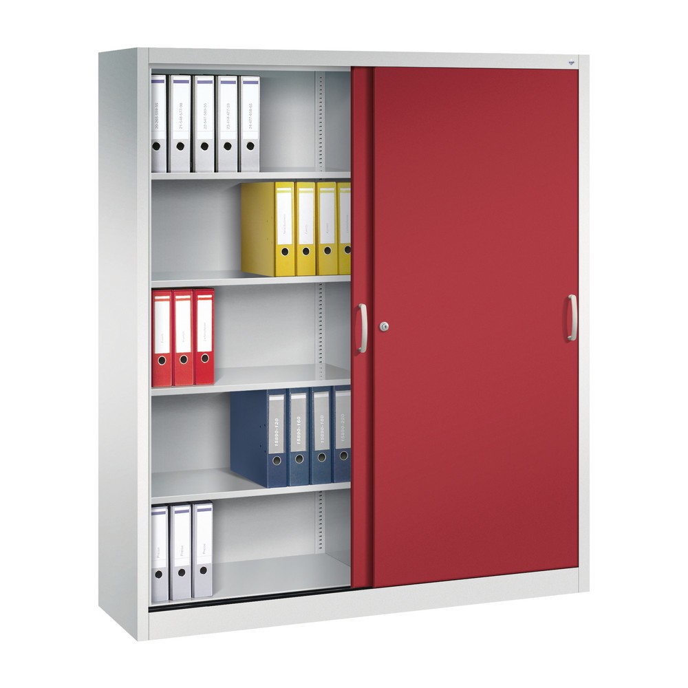 Productafbeelding nr. 3: Schuifdeurkast hxbxd 1.950 x 1.600 x 400 mm, lichtgrijs, robijnrood