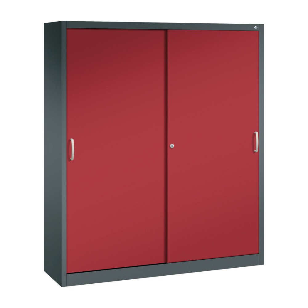 Productafbeelding nr. 1: Schuifdeurkast hxbxd 1.950 x 1.600 x 400 mm, antracietgrijs, robijnrood