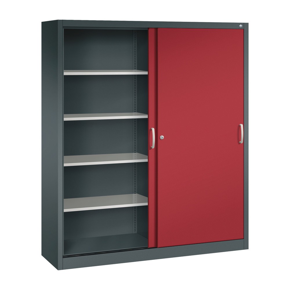 Productafbeelding nr. 3: Schuifdeurkast hxbxd 1.950 x 1.600 x 400 mm, antracietgrijs, robijnrood