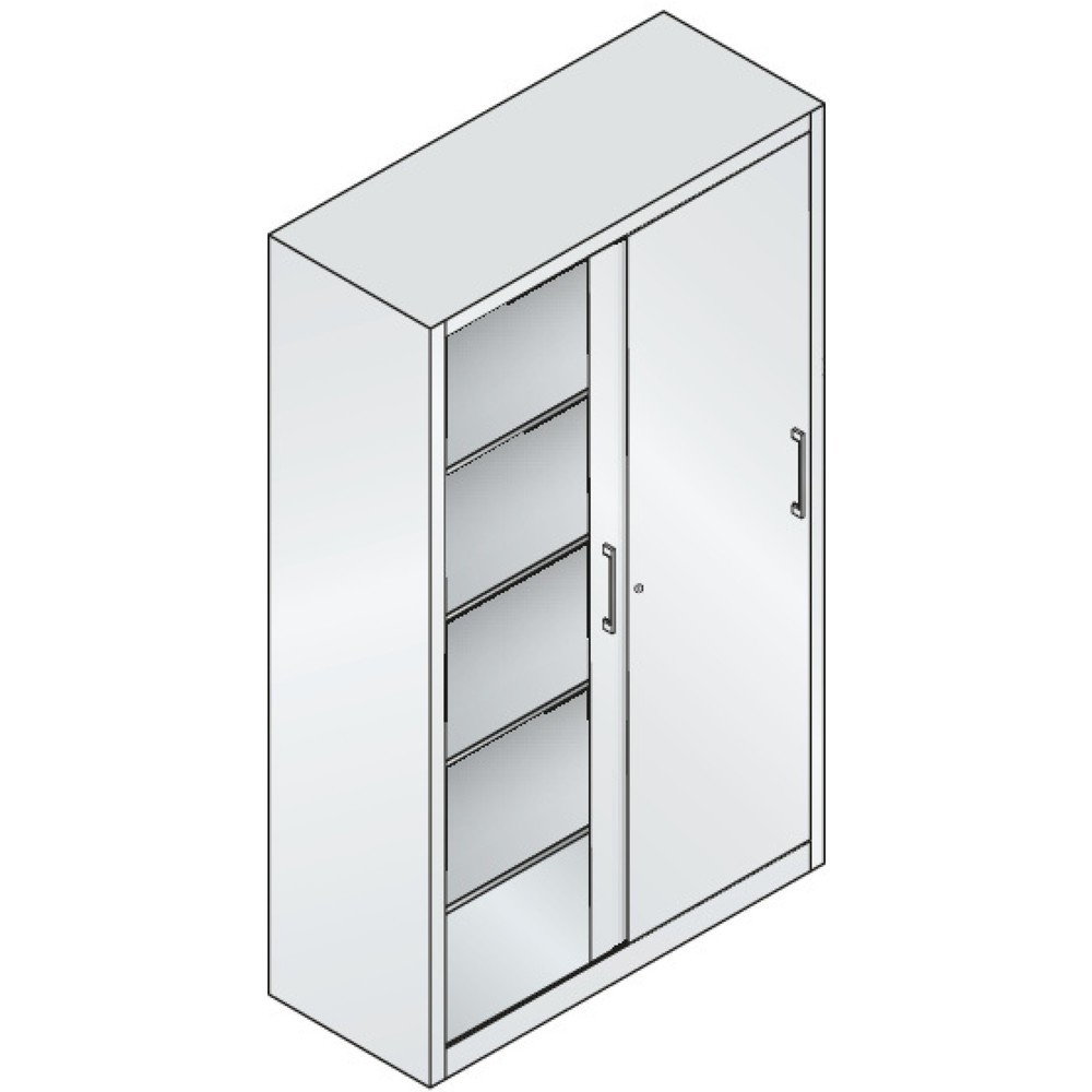 Productafbeelding nr. 2: Schuifdeurkast, 1.950 x 1.200 x 500 mm, lichtgrijs, robijnrood