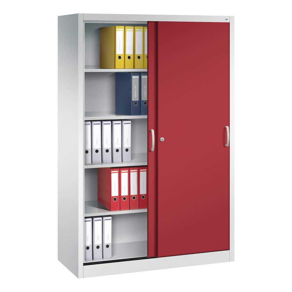 Productafbeelding nr. 4: Schuifdeurkast, 1.950 x 1.200 x 500 mm, lichtgrijs, robijnrood