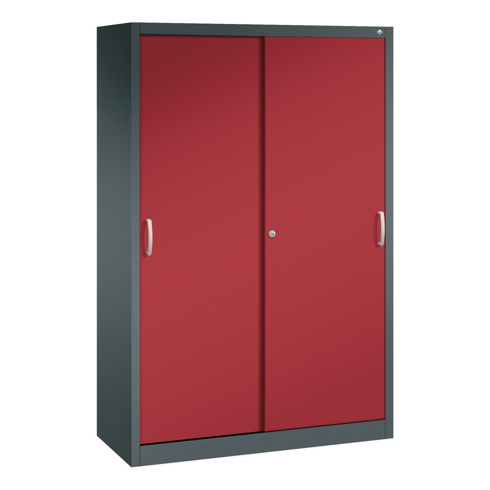 Product afbeelding: Schuifdeurkast, 1.950 x 1.200 x 500 mm, antracietgrijs, robijnrood